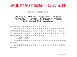 喜报 | 道衢公司荣获湖北省预拌混凝土协会“砼五兴杯”银奖！